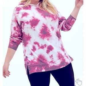 Torrid pink tie die side snap tunic/hoodie 3X